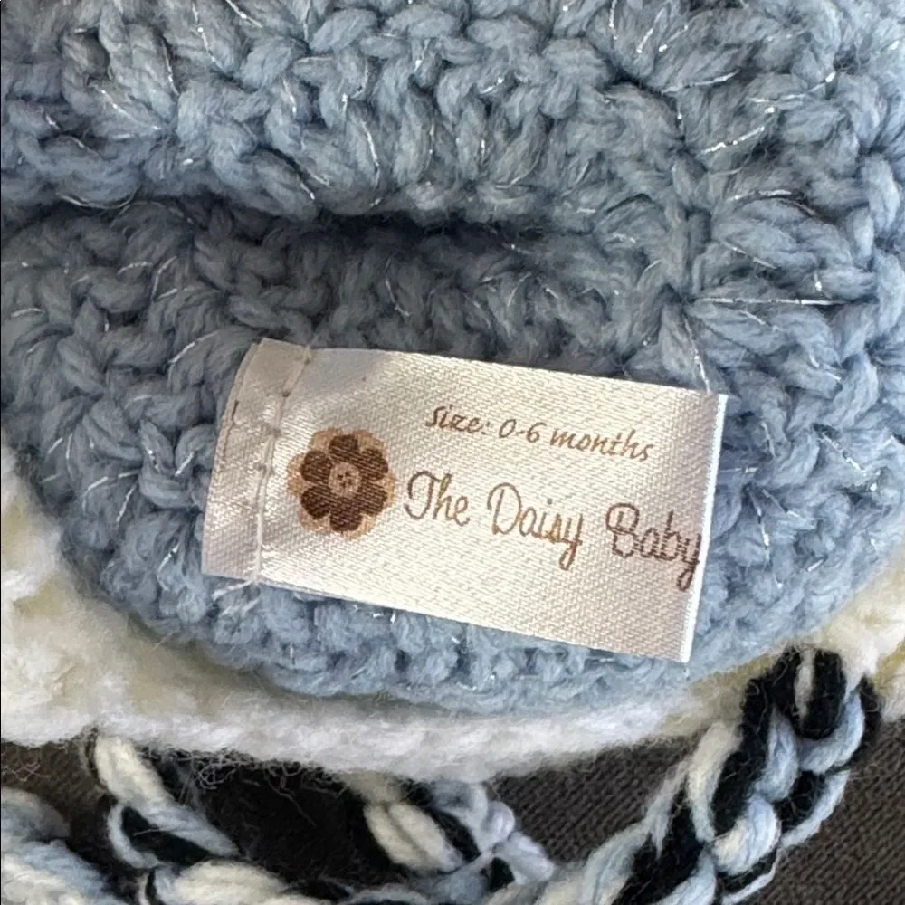 Daisy Baby Infant Toddler Snowman Beanie Hat Blue with Pom 0-6 months NEW